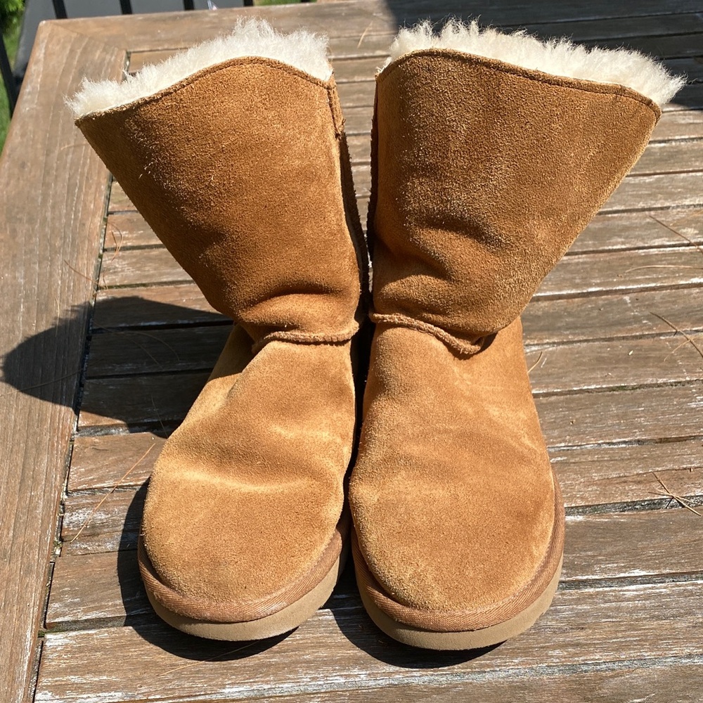 Tan Suede Shearling Boots